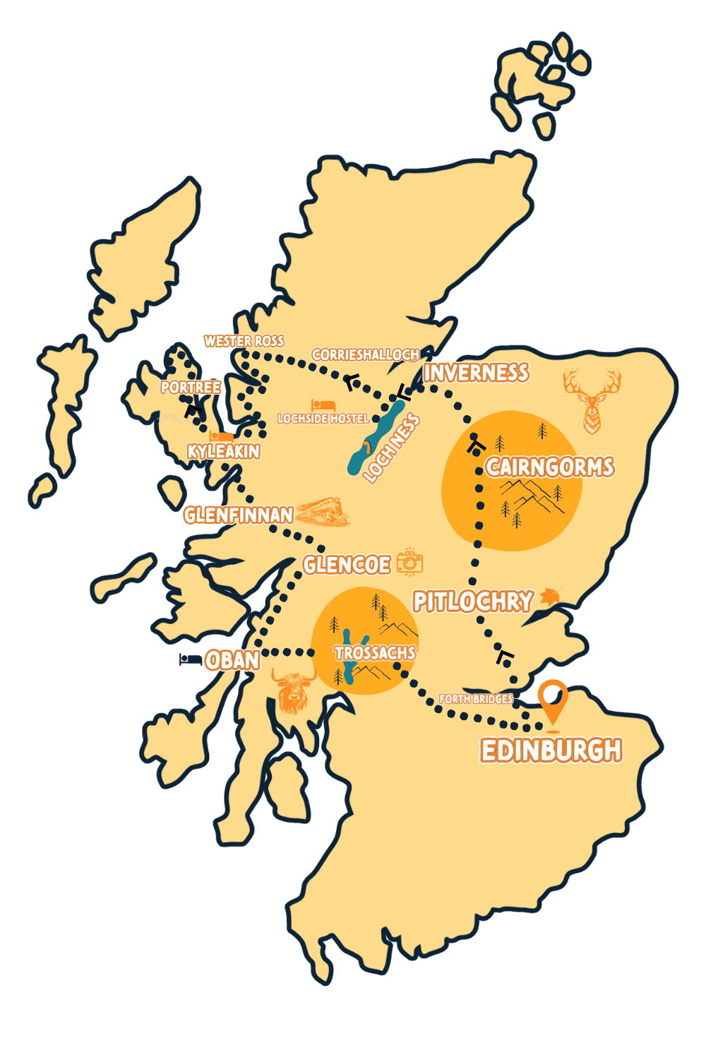 5 Day Skye & Highland Fling Map